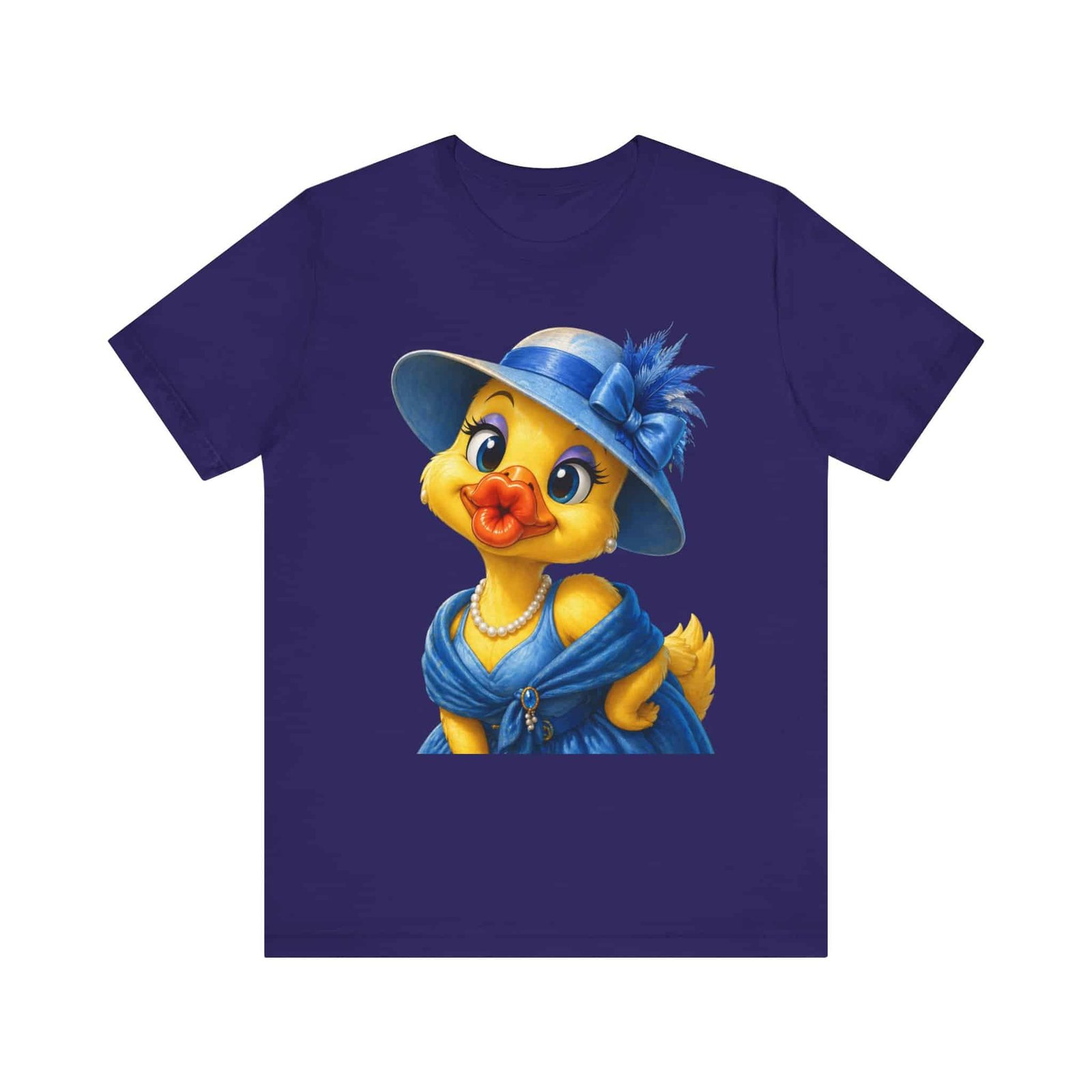 Kiss My Beak Vintage Chic Duck Tee — Cute Blue Dressed-Up Duck Graphic T-Shirt