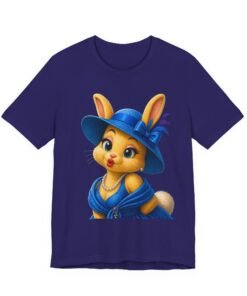 Alternative view of Kiss My Bunny Vintage Chic Bunny Tee — Cute Navy Dressed-Up Bunny Graphic T-Shirt