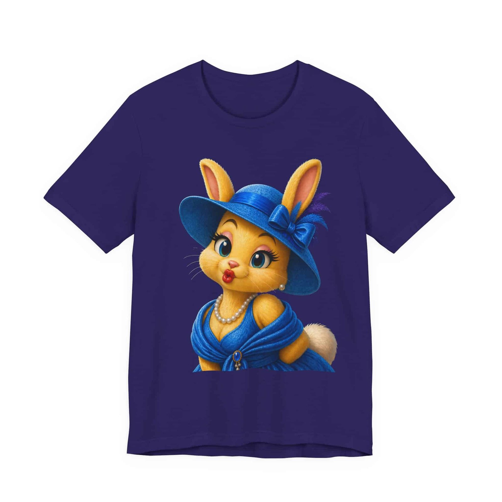 Kiss My Bunny Vintage Chic Bunny Tee — Cute Navy Dressed-Up Bunny Graphic T-Shirt