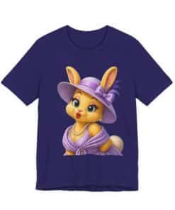 Alternative view of Kiss My Bunny Vintage Chic Bunny Tee — Cute Lilac Dressed-Up Bunny Graphic T-Shirt