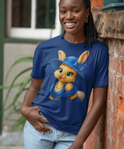 Kiss My Bunny Vintage Chic Bunny Tee — Cute Navy Dressed-Up Bunny Graphic T-Shirt