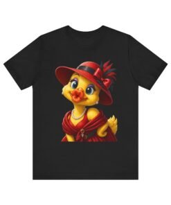 Alternative view of Kiss My Beak Vintage Chic Duck Tee — Cute Red Dressed-Up Duck Graphic T-Shirt