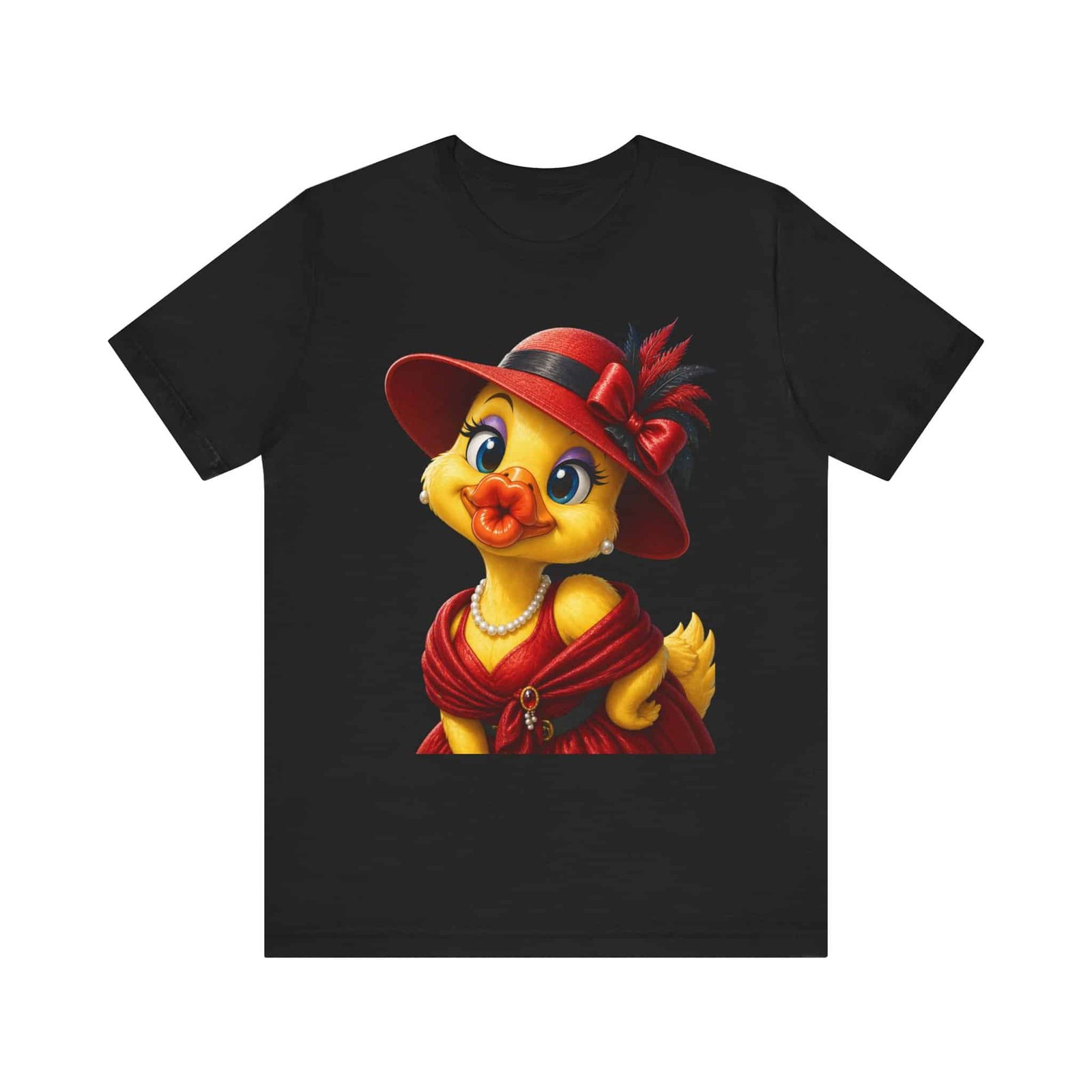 Kiss My Beak Vintage Chic Duck Tee — Cute Red Dressed-Up Duck Graphic T-Shirt