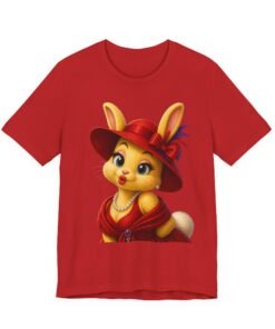 Alternative view of Kiss My Bunny Vintage Chic Bunny Tee — Cute Red Dressed-Up Bunny Graphic T-Shirt