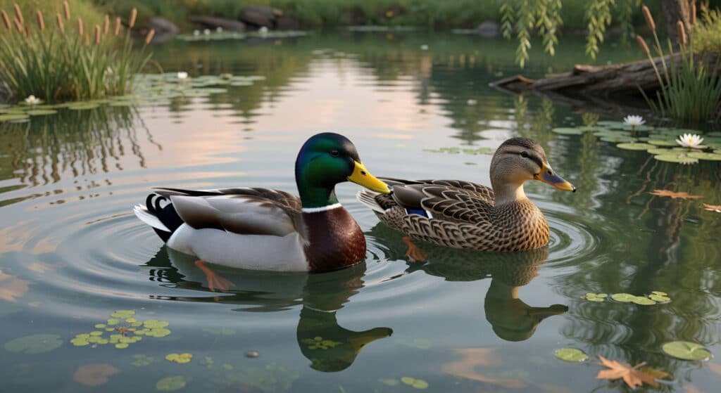 Male and Female Mallard Ducks